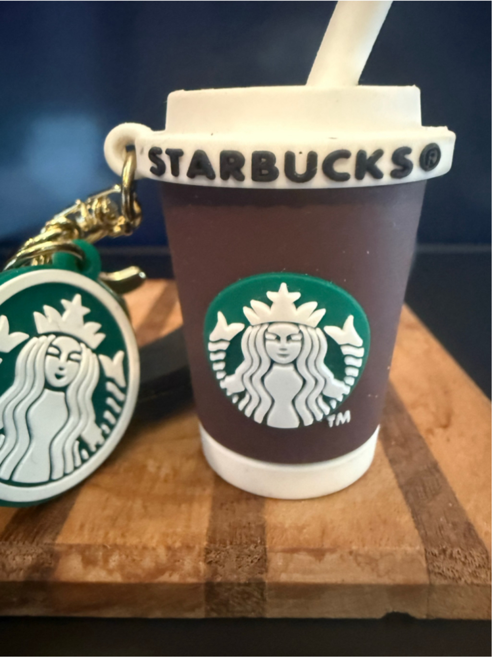 NEW Starbucks Mini Cold Cup Wristlet Keychain Bag Charm – Brown and Gold - Picture 5 of 5